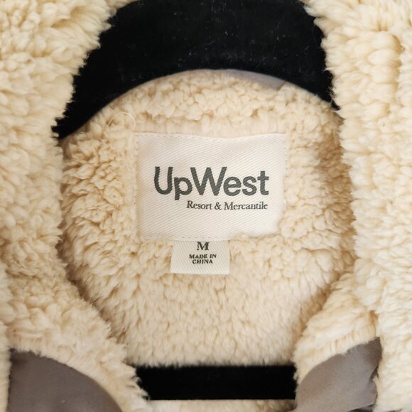 UpWest M Convertible Sherpa-Lined Parka Jacket Sage Green Ash Long Vest Hooded - Picture 6 of 11